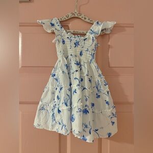 Hill House Home  Blue and White Floral Kids Dress